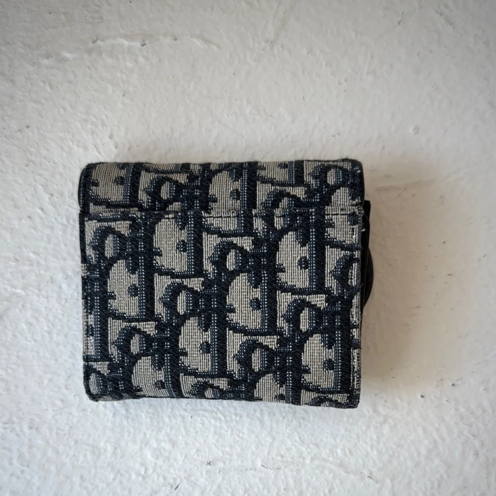 Dior Navy Saddle Monogram Wallet with Gold Detail